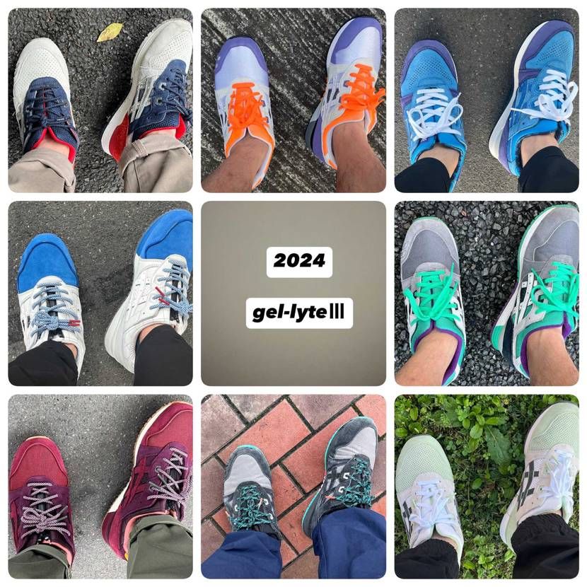 今年履いたgel-lyteⅢ達。
これで手持ちのやつは全部履いた、はず。。
