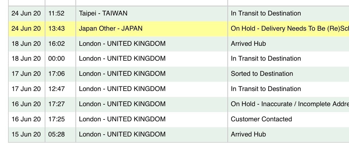 Footpatrolで初購入し荷物の追跡をしたのですが、これ