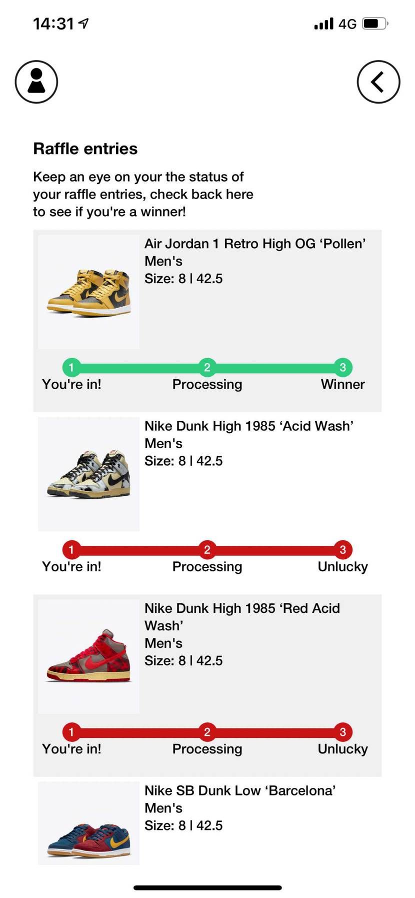 おおお！昨年末のAJ4ファイヤーレッド以来久々のsize?当選！
さて、ここか