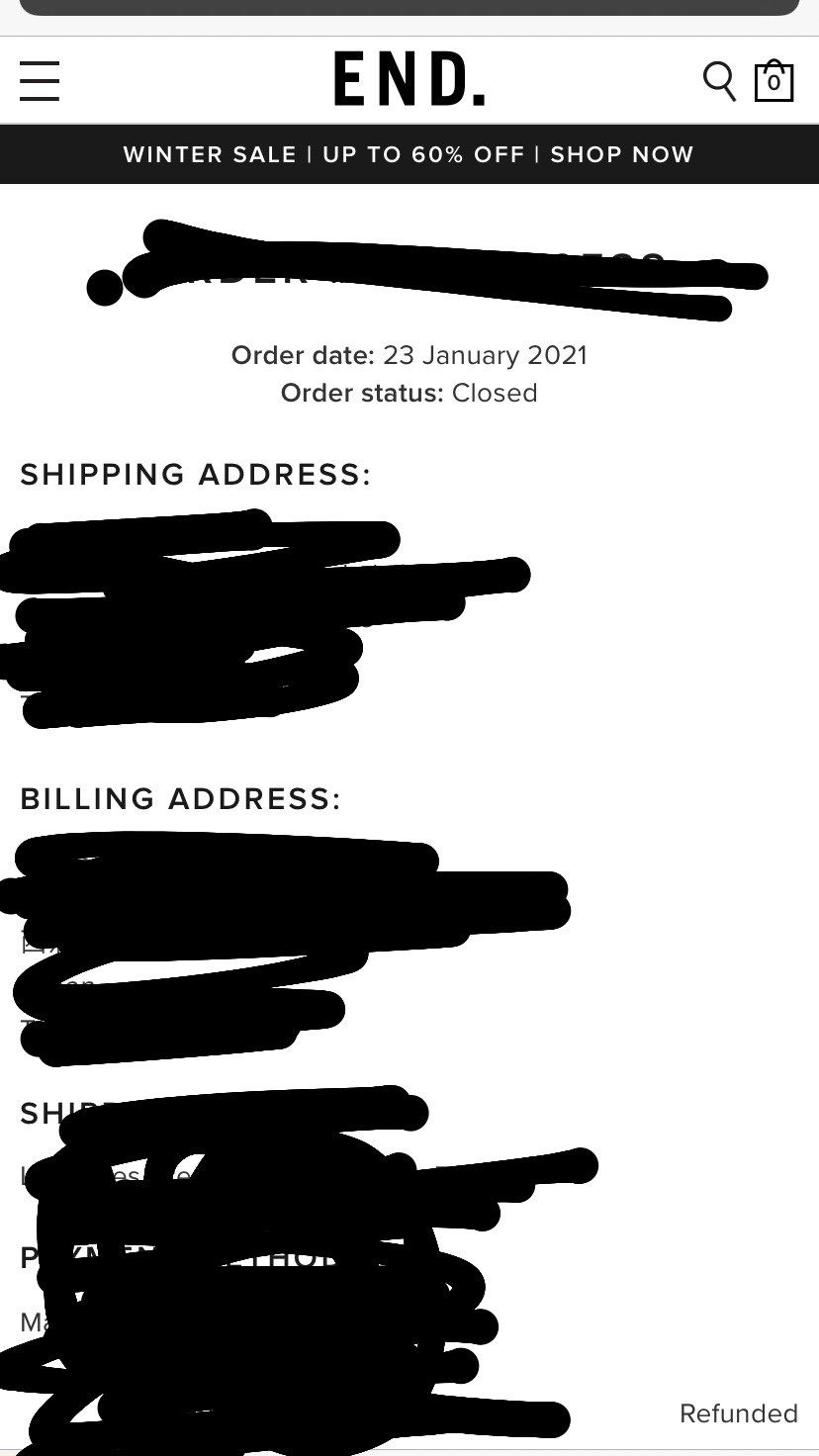 ENDの注文画面でorder status: closed と記載されているので