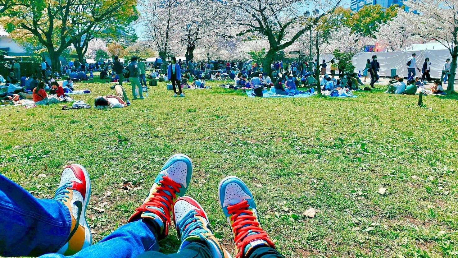 500日記念でオールラブのスニーカープレゼントしてオソロでお花見🌸
めちゃく