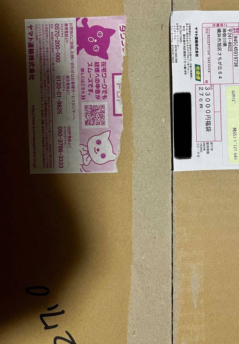 今朝、受け取った首ニキ福袋ですが、
ヤマトの通知は100サ