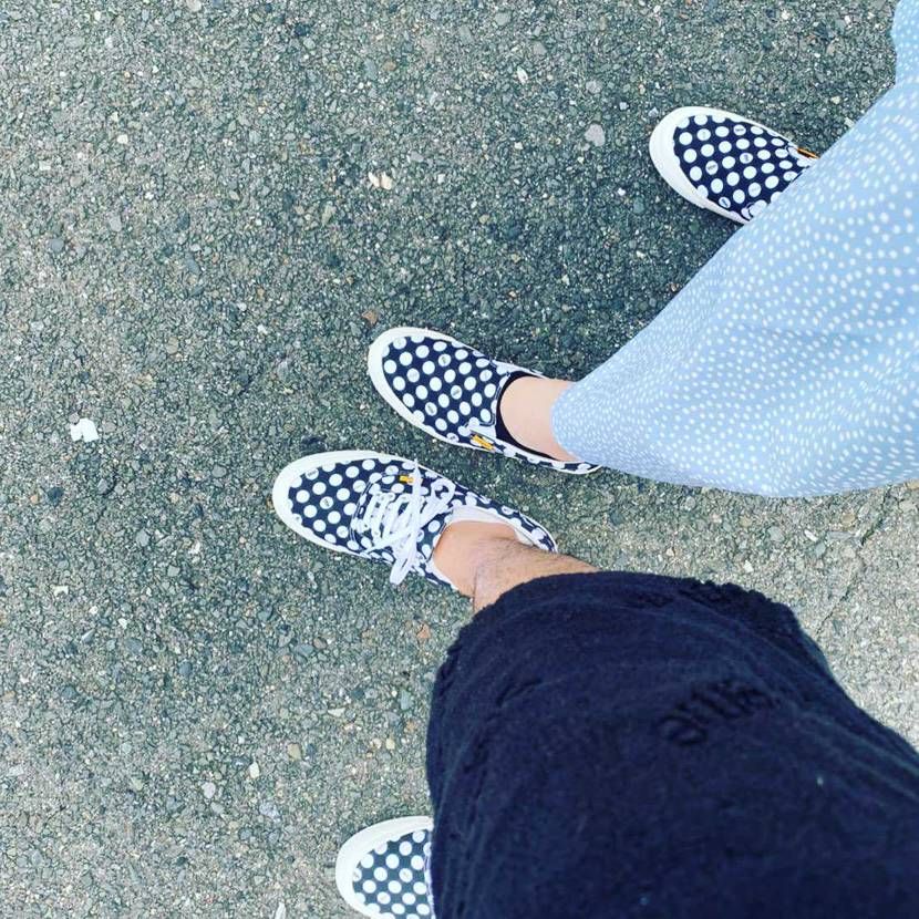 旦那とunionのvansおそろ❗️意外にかわいかった❗️私は、vansはスリッ