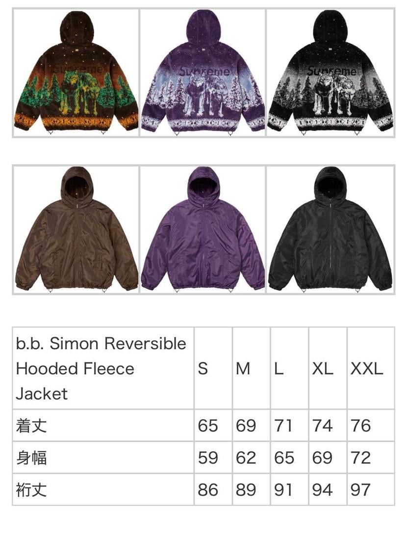 各アイテムのサイズ表