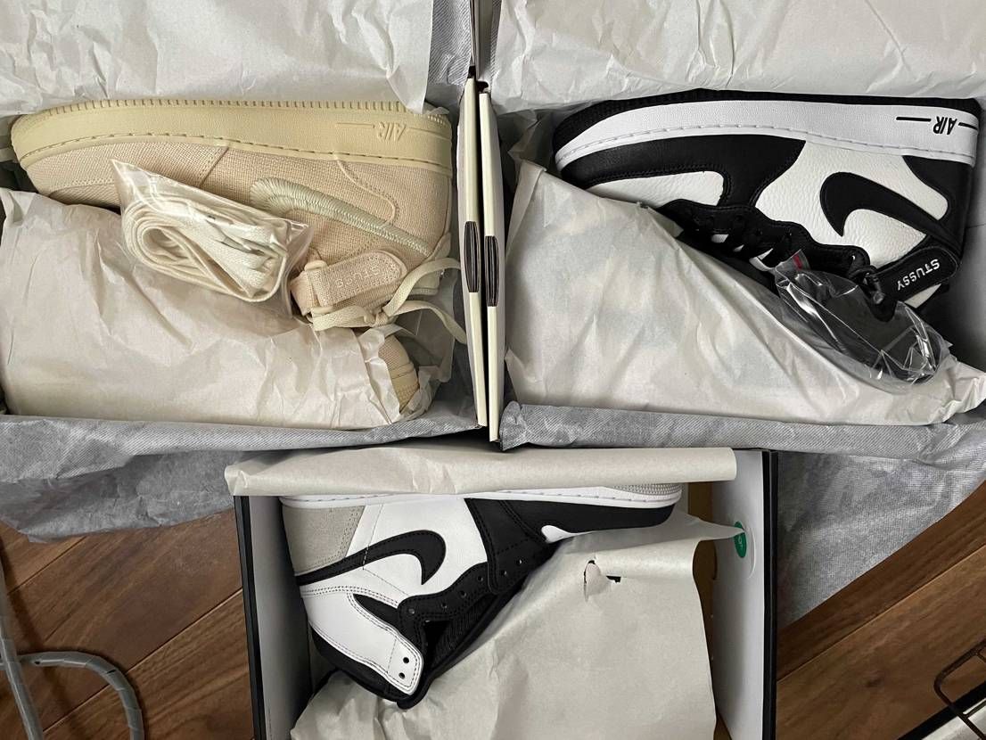 朝早く全部無事到着しました！

たしかにaj1はシワがあ