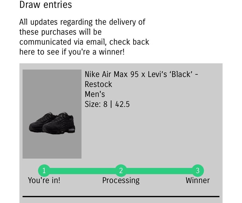 リストック分が当たりました🎯
リーバイスオンライン、SNKRS、フッパト(1回