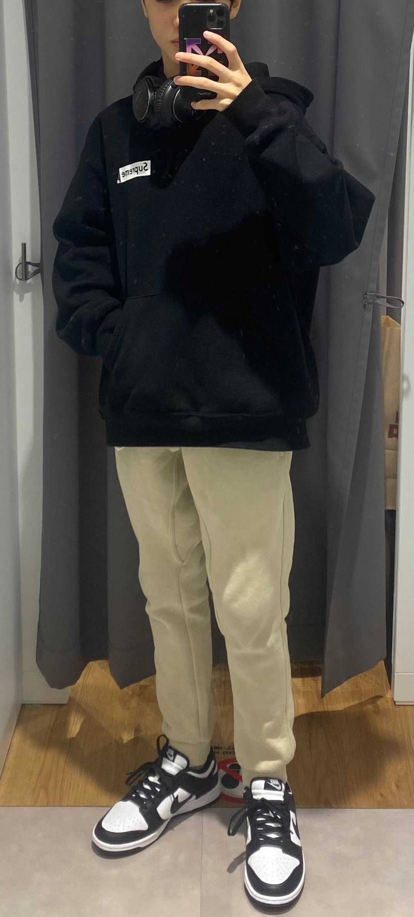 クリスマスにdunk low black and white 貰った
いや、こ