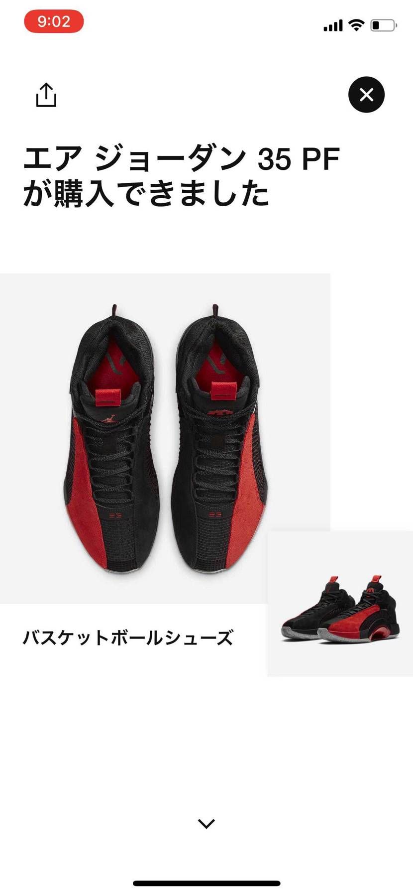 購入できました。ジョーダンシリーズで日本人のスニーカーの名前がついているのはすご