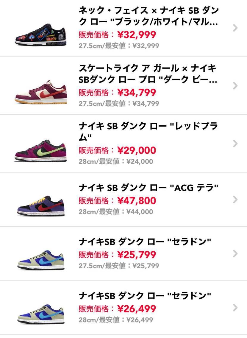 SB DUNK LOW 多数出品してます!
ほぼ最安値です!
即時スニダンD