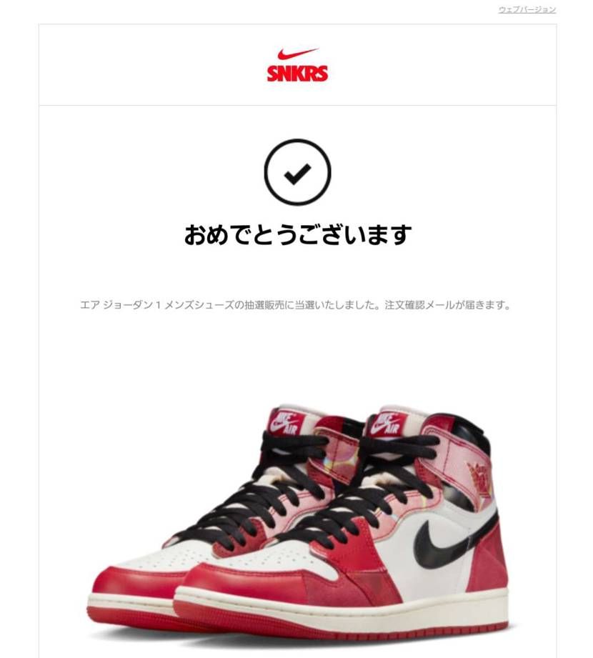 ジョーダン
奇跡が起きてスニーカーズで当選しました
まじで欲しかったので嬉し