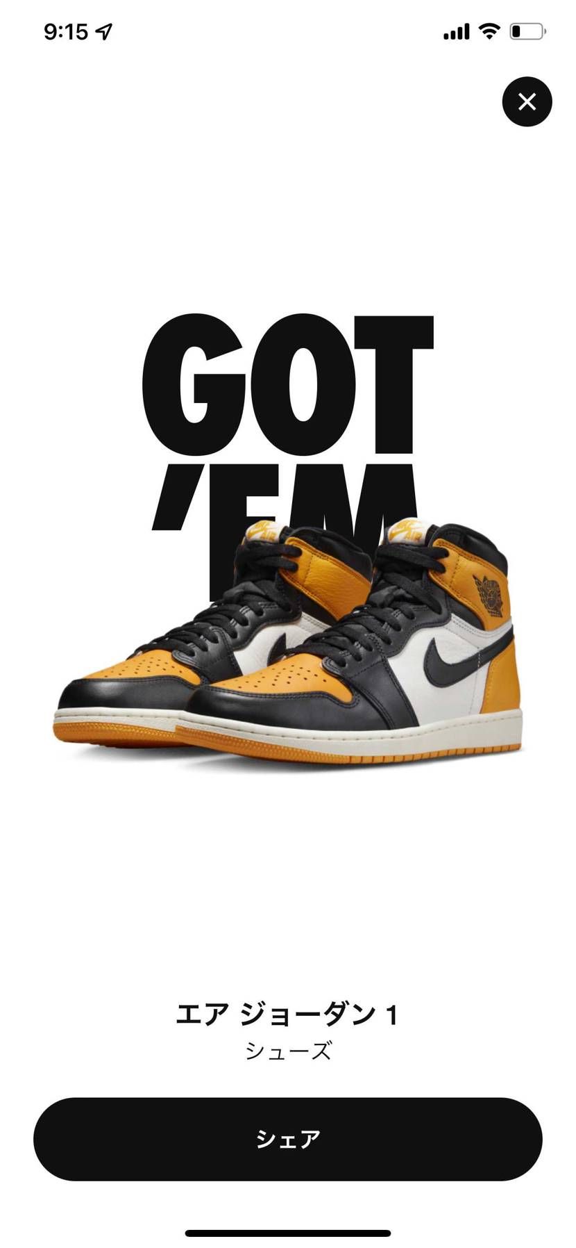 初めてAJ1あたった