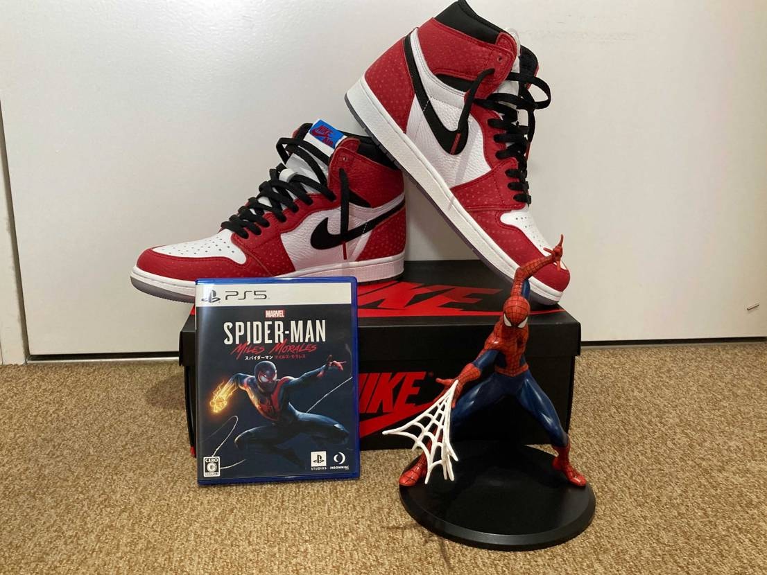 ナイキ エアジョーダン1 レトロ ハイ スパイダーマン オリジン ストーリーのコーデ 口コミ投稿 スパイダーマン 好きと Bynoname スニーカーダンク