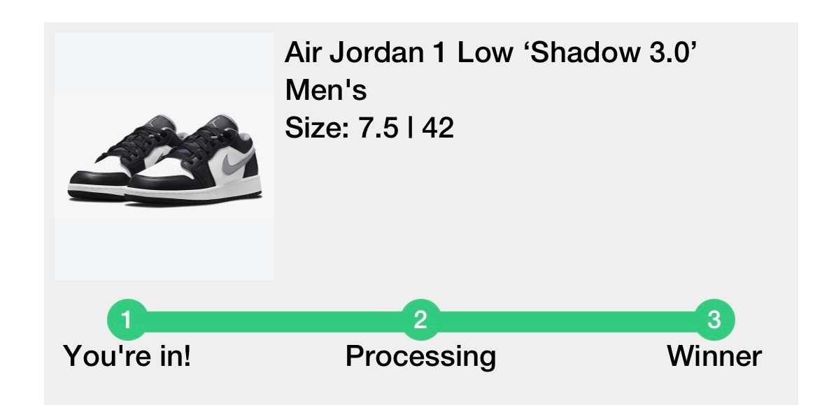 よしゃ❗️当選‼️
jordan1lowはまだ送られてきて