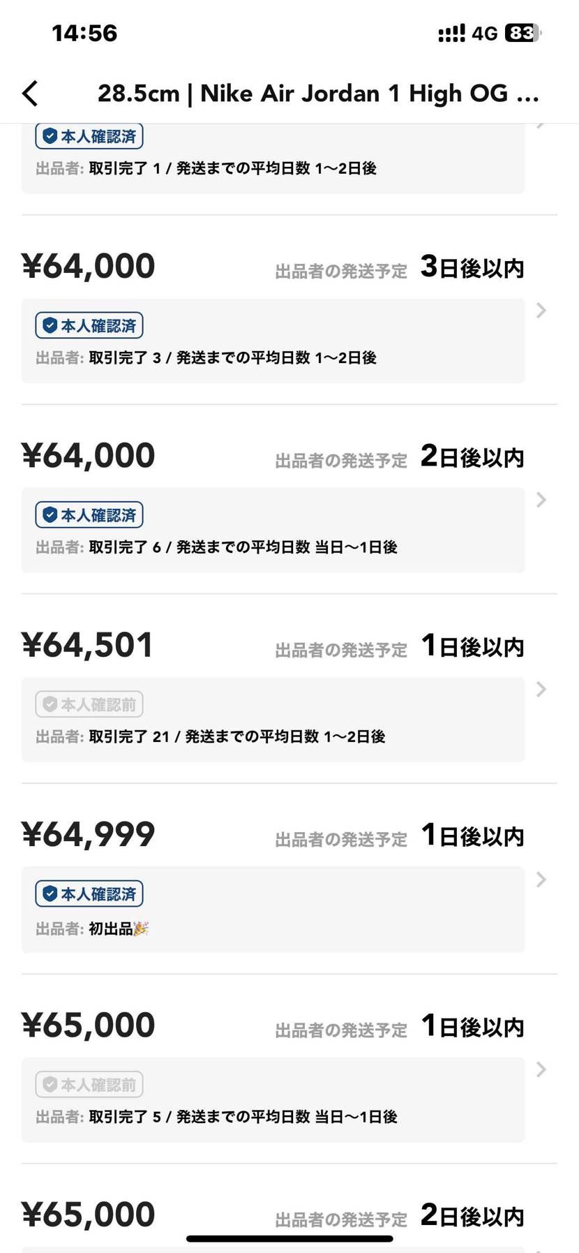 28.5センチの黒タグのスニーカーズ購入品を64501円で出