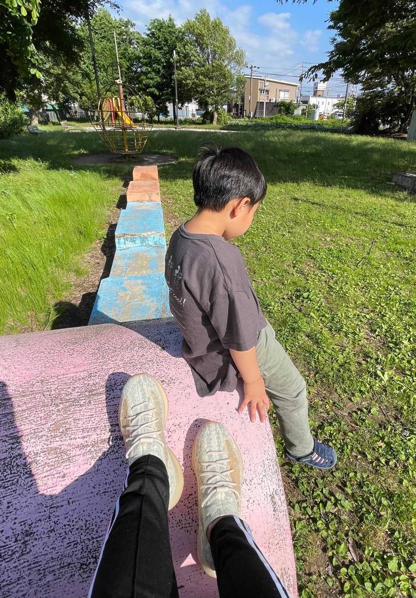 子どもと一緒に近所の公園にて
ブーストフォームのクッショニングは◎
ソックタ