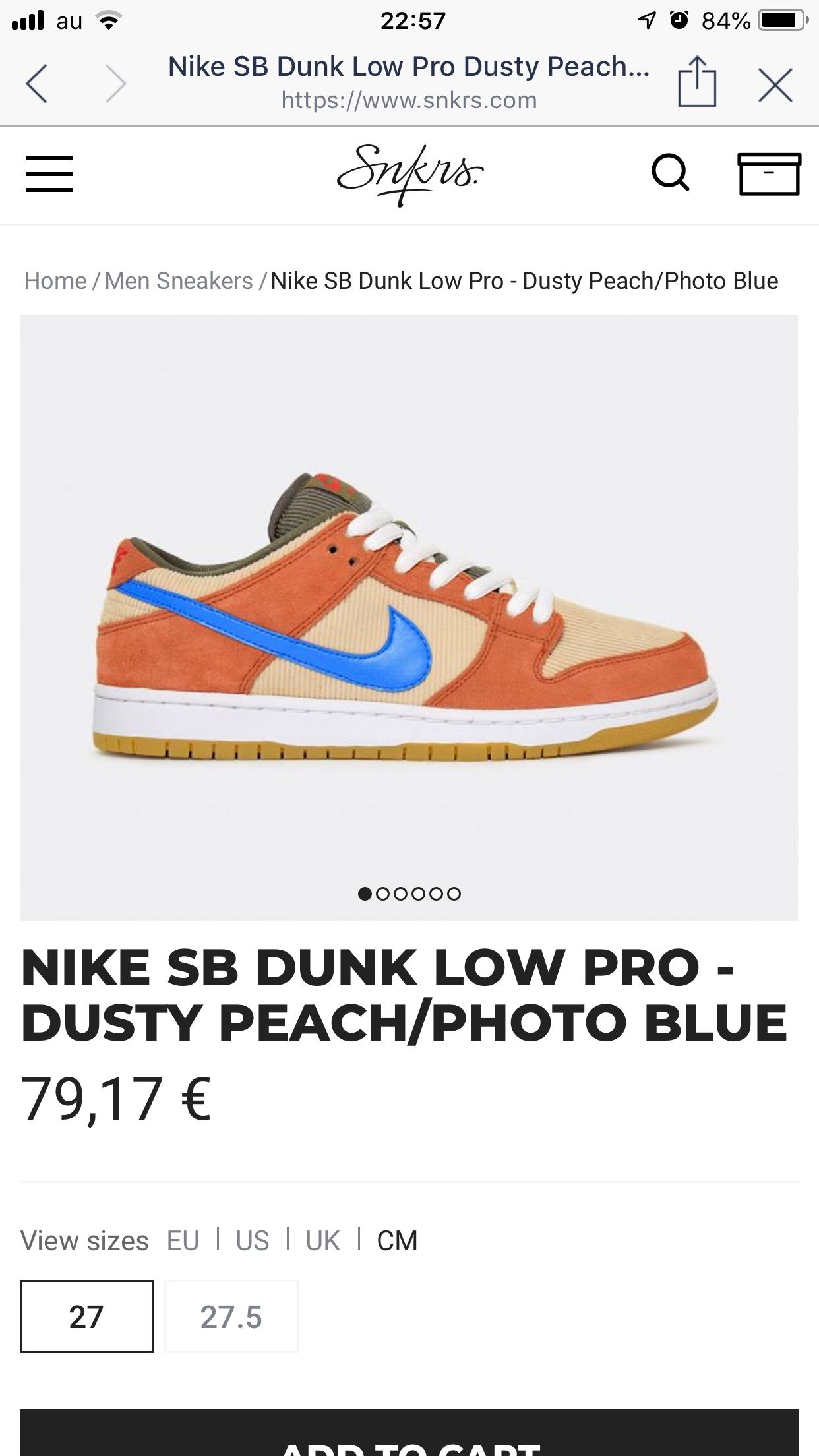 仏SNKRSで5月販売予定のDUNK SBが販売されてたので