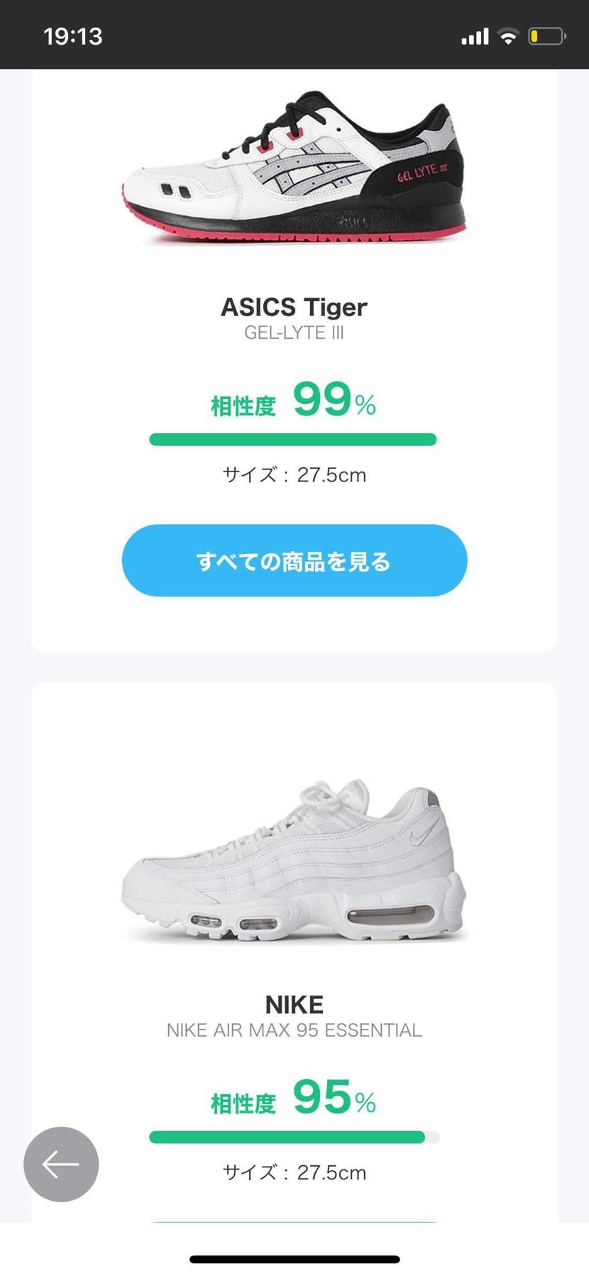 asicsが出てくるのは予想してたけど、95の適正サイズが2