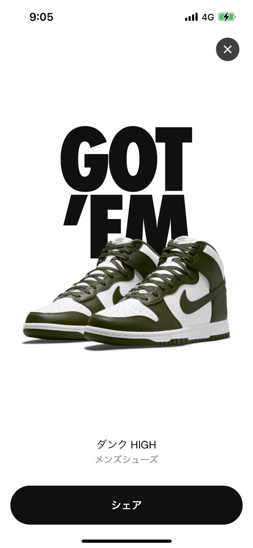 NIKEダンクハイ　カーキ
ファッションとの相性がめちゃくちゃない配色^_^