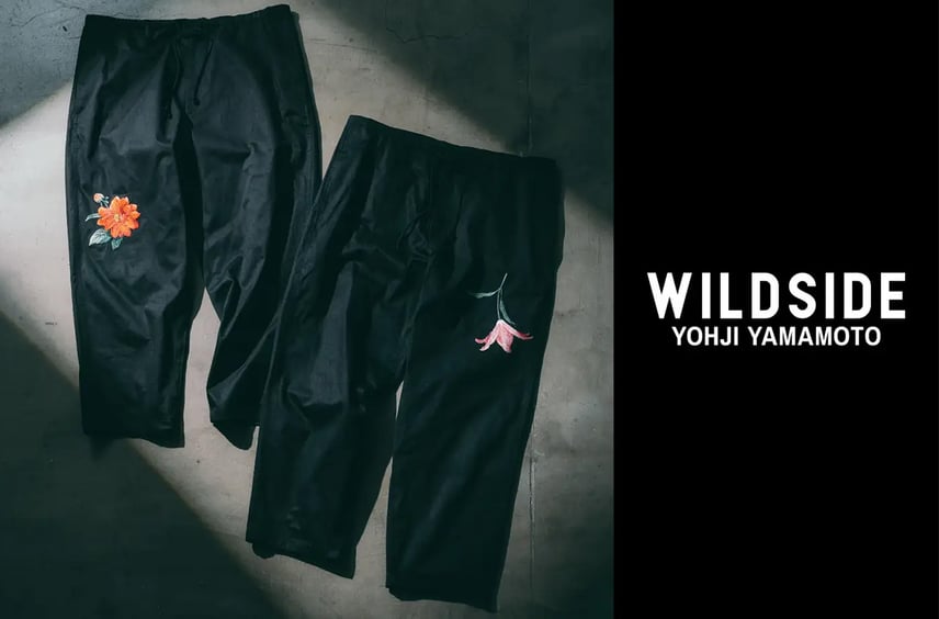 WILDSIDE YOHJI YAMAMOTOの新作アイテムが5/1より発売!チューリップとダリアの刺繍を施したパンツ2型が登場