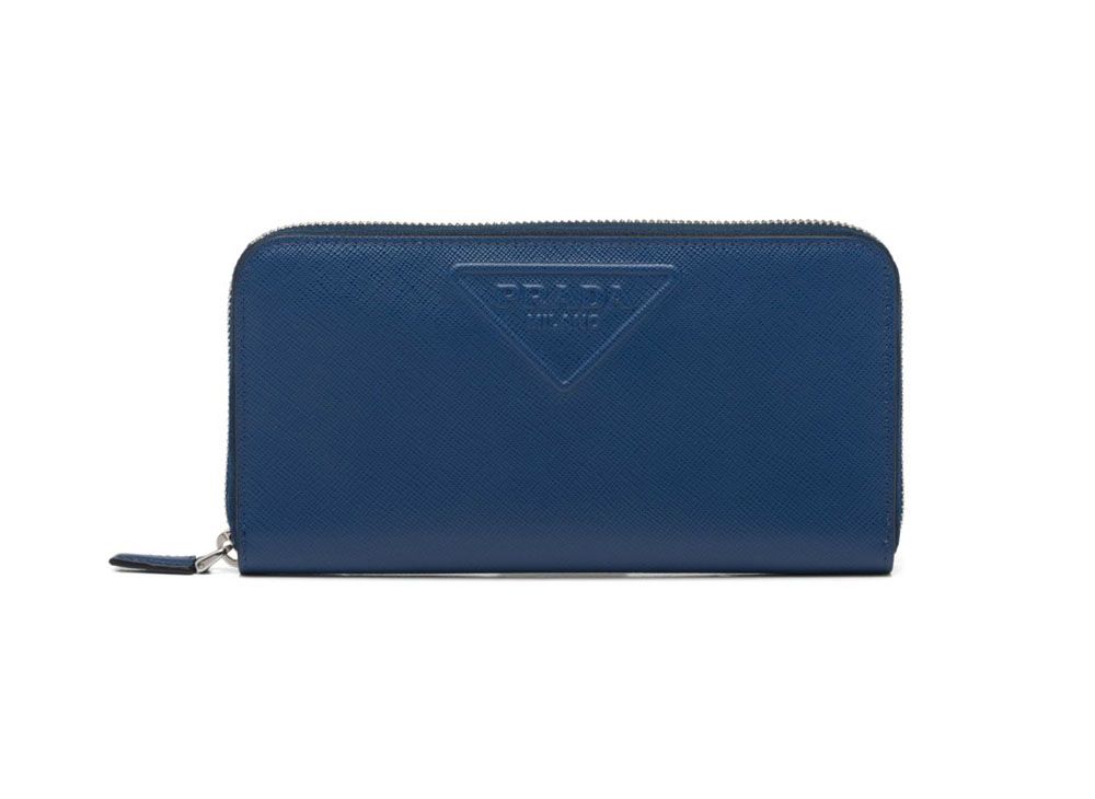 PRADA Saffiano Reather Zip Around Wallet