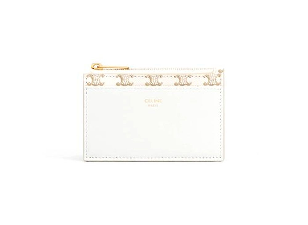 CELINE Zipped Card Holder in Triomphe Canvas and calfskin CELINE Zipped Card Holder in Triomphe Canvas and calfskin