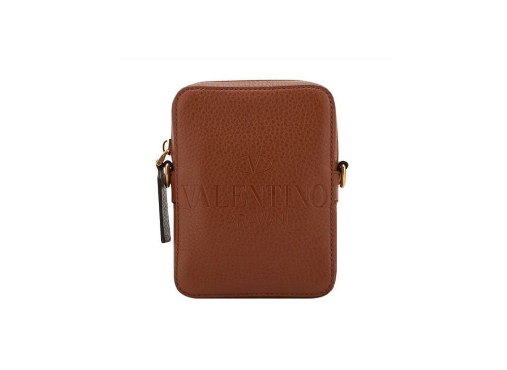 ヴァレンティノ ヴァレンティノ ガラバーニ アイデンティティ レザー クロスボディバッグ スモール "サドルブラウン