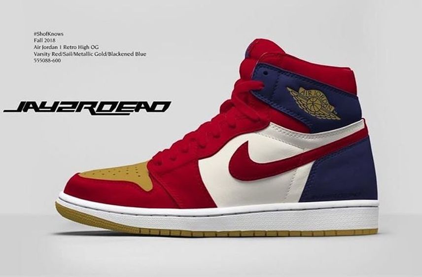 ナイキ エアジョーダン1 レトロ ハイ OG トップ3 レッド/ネイビー/ブラウン【2018年発売】