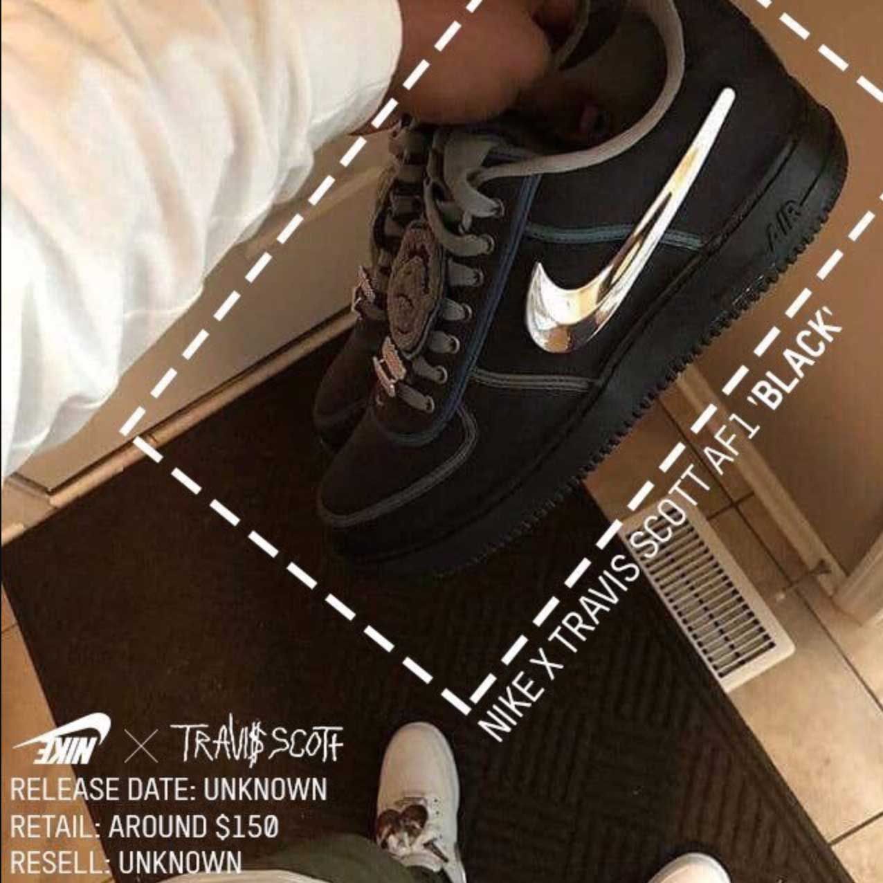 【リーク】NIKE × TRAVIS SCOTT AIR FORCE 1 LOW BLACK 抽選/定価/販売店舗まとめ 2枚目