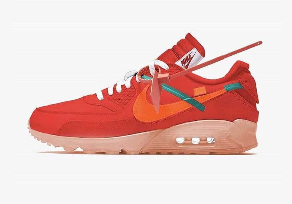 オフホワイト×ナイキ エアマックス90 ユニバーシティレッド/チームオレンジ(OFF-WHITE × NIKE AIR MAX 90 UNIVERSITY ORANGE/TEAM ORANGE)