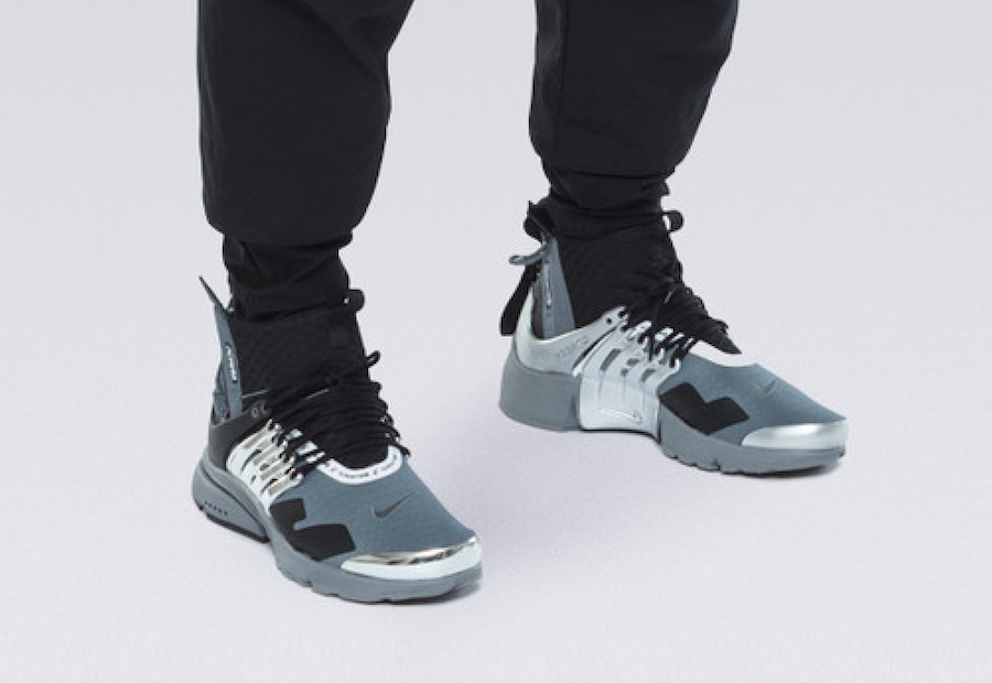 アクロニウム × ナイキ エアプレスト ミッド グレー/シルバー 2枚目