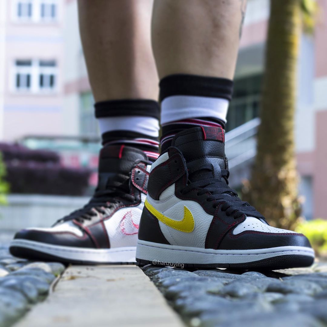 ナイキ エアジョーダン1 ハイ OG デファイアント ブラック/イエロー/ジムレッド 15枚目