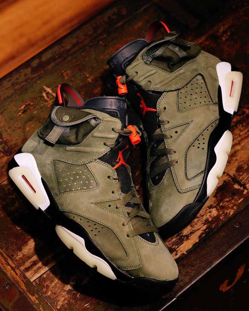 【スニダンで購入可】10/11発売 TRAVIS SCOTT × NIKE AIR JORDAN 6 OLIVE 抽選/定価/販売店舗まとめ 21枚目