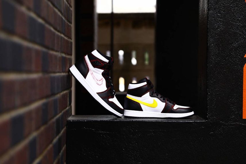 ナイキ エアジョーダン1 ハイ OG デファイアント ブラック/イエロー/ジムレッド