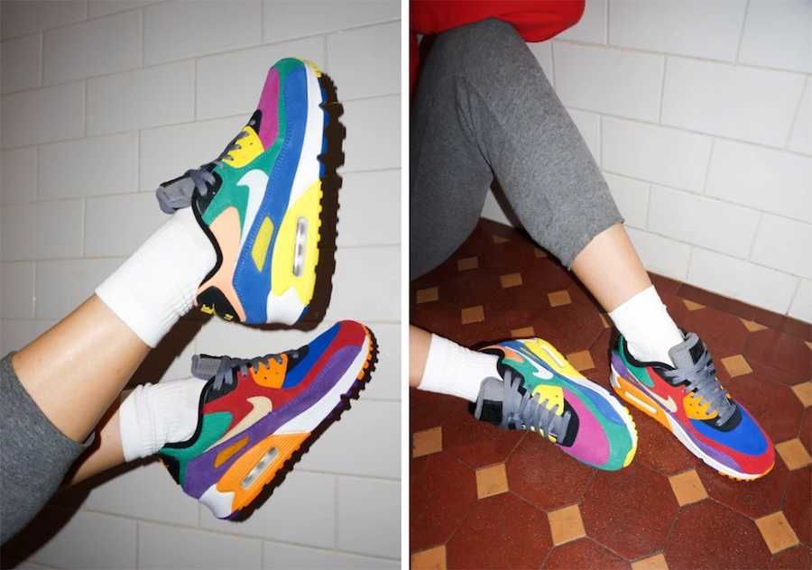 ナイキ エアマックス90 バイオテック ユニバーシティレッド/ペールバニラ/ハイパーグレープ 5枚目