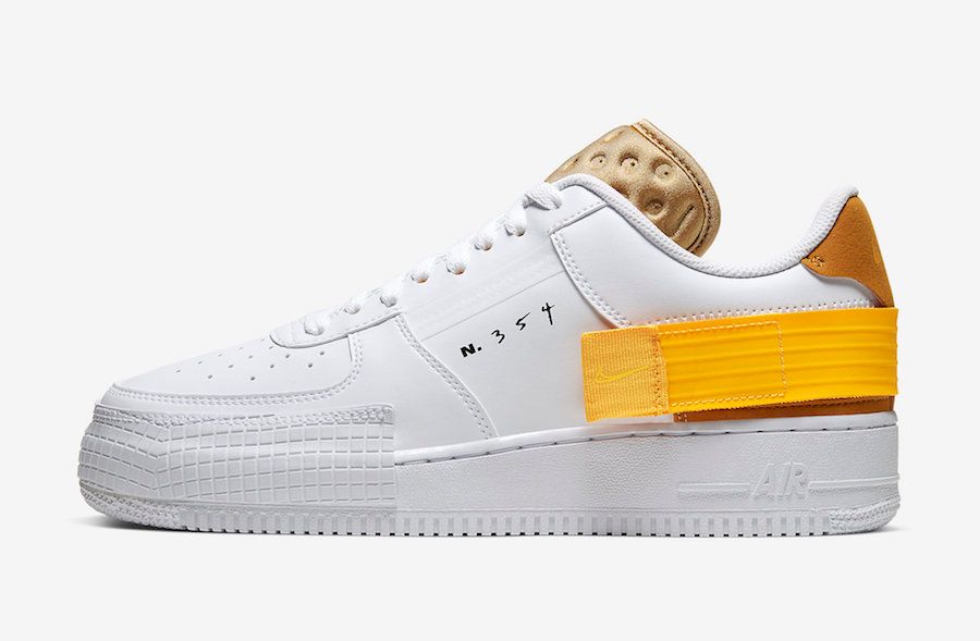 【スニダンで購入可】NIKE AIR FORCE 1 TYPE WHITE/GOLD/YELLOW 5枚目