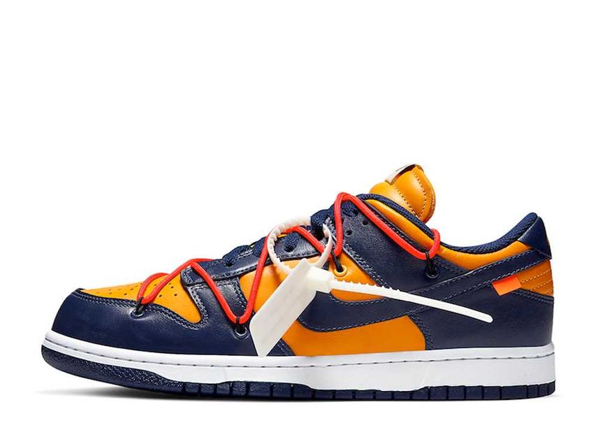 OFF-WHITE × NIKE DUNK LOW UNIVERSITY GOLD/MIDNIGHT NAVY/WHITEの