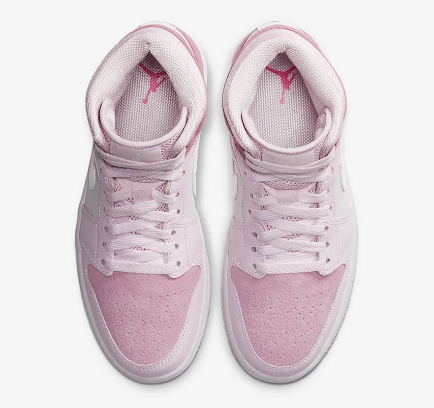 【近日発売】NIKE WMNS AIR JORDAN 1 MID"DIGITAL PINK/WHITE-PINK FOAM-SAIL 抽選/定価/販売店舗まとめ 4枚目
