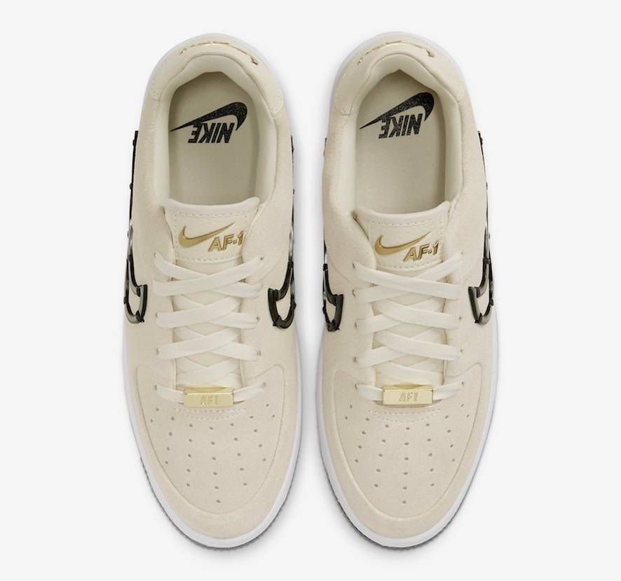  【スニダンで購入可】3/6発売 NIKE WMNS AIR FORCE 1 SAGE LOW LX "LIGHT CREAM/BLACK-METALLIC GOLD-WHITE" 抽選/定価/販売店舗あり 4枚目