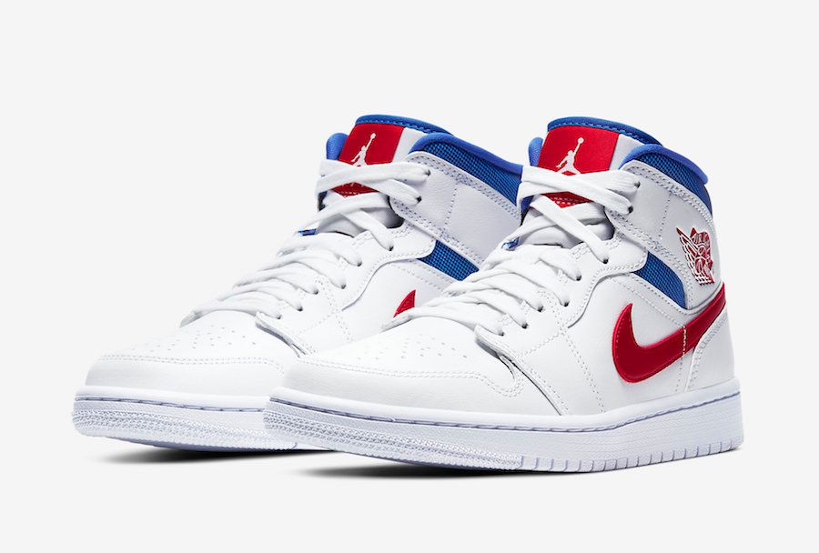 【近日発売】NIKE AIR JORDAN 1 MID "WHITE/UNIVERSITY RED-GAME ROYAL" 抽選/定価/販売店舗まとめ