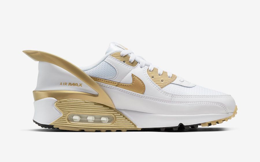 【近日発売】NIKE AIR MAX 90 FLYEASE "WHITE/METALLIC GOLD" 抽選/定価/販売店舗あり 3枚目