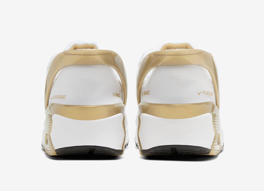 【近日発売】NIKE AIR MAX 90 FLYEASE "WHITE/METALLIC GOLD" 抽選/定価/販売店舗あり 5枚目