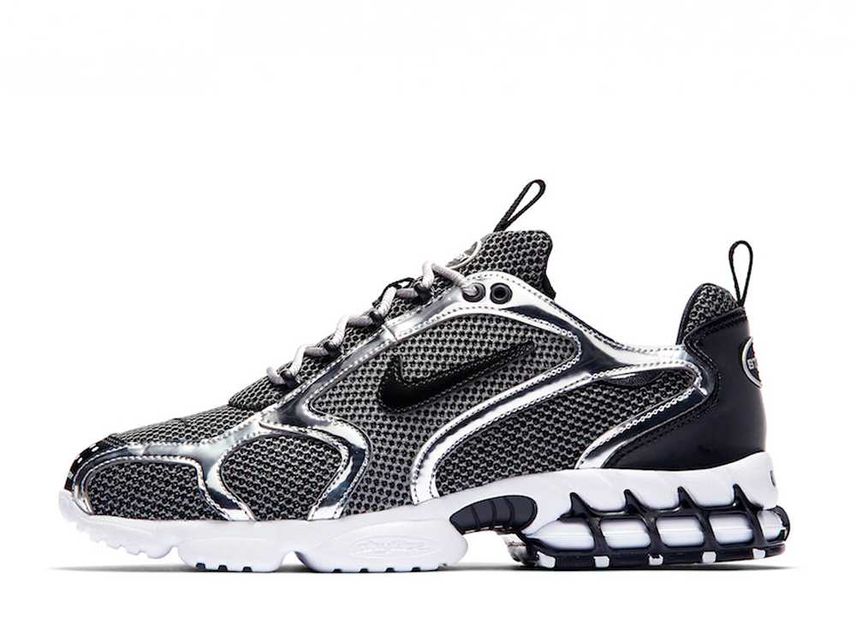 STUSSY NIKE AIR ZOOM SPIRIDON CAGED PURE PLATINUM BLACK WHITE