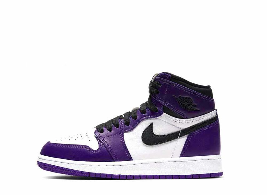 Air jordan 1 mid top gs white court purple