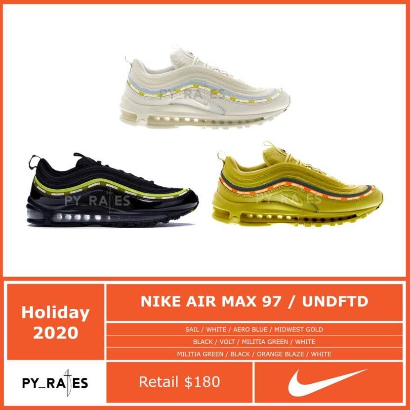 【リーク】UNDEFEATED × NIKE AIR MAX 97 3 COLORS 抽選/定価/販売店舗まとめ