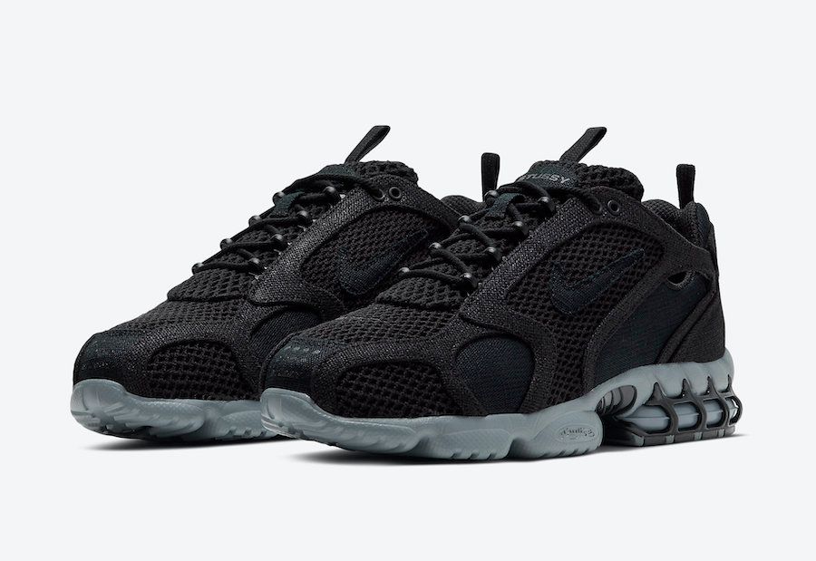【販売リンクあり】5/15発売 STUSSY × NIKE AIR ZOOM SPIRIDON CAGE 2 "BLACK" 抽選/定価/販売店舗まとめ 2枚目