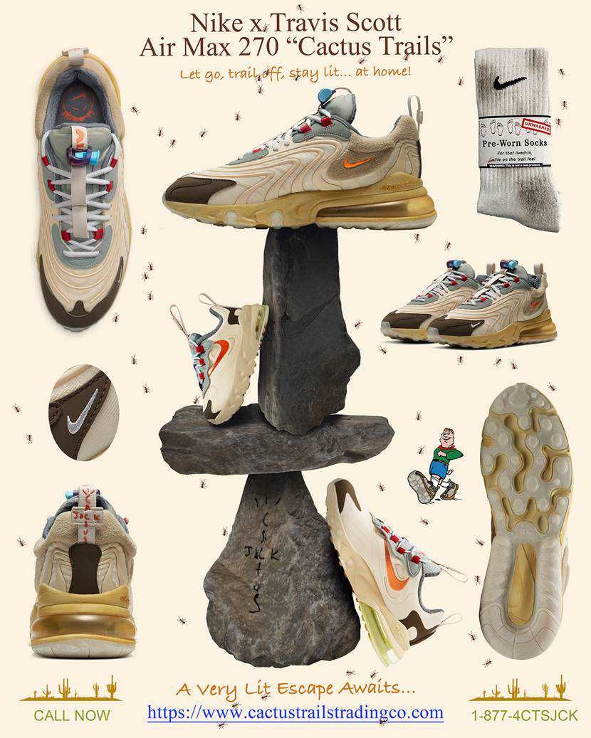 【スニダンで購入可】TRAVIS SCOTT × NIKE AIR MAX 270 "CACTUS TRAILS" 抽選/定価/販売店舗まとめ 2枚目