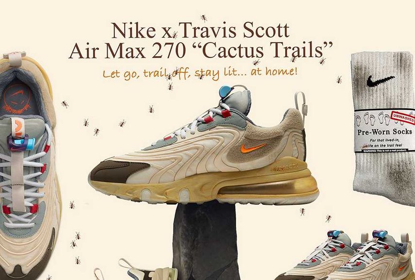 【スニダンで購入可】TRAVIS SCOTT × NIKE AIR MAX 270 "CACTUS TRAILS" 抽選/定価/販売店舗まとめ