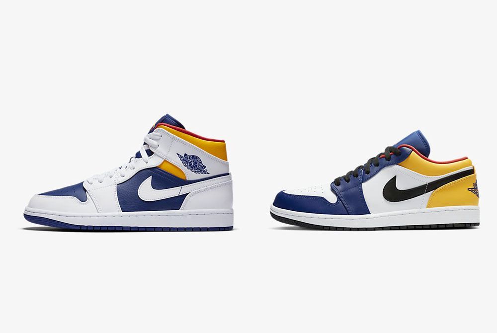 NIKE AIR Jordan １Mid US 8 ホワイト/ブルー/イエロー NIKE AIR Jordan 1Mid US 8 ホワイト/ブルー/イエロー