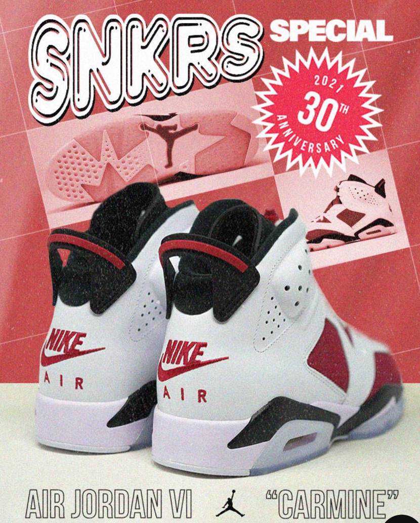 【スニダンで購入可】NIKE AIR JORDAN 6 RETRO "CARMINE" 抽選/定価/販売店舗まとめ 20枚目