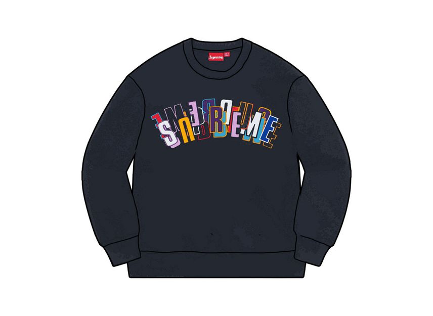 Supreme Stacked Crewneck Navy SNKRDUNK